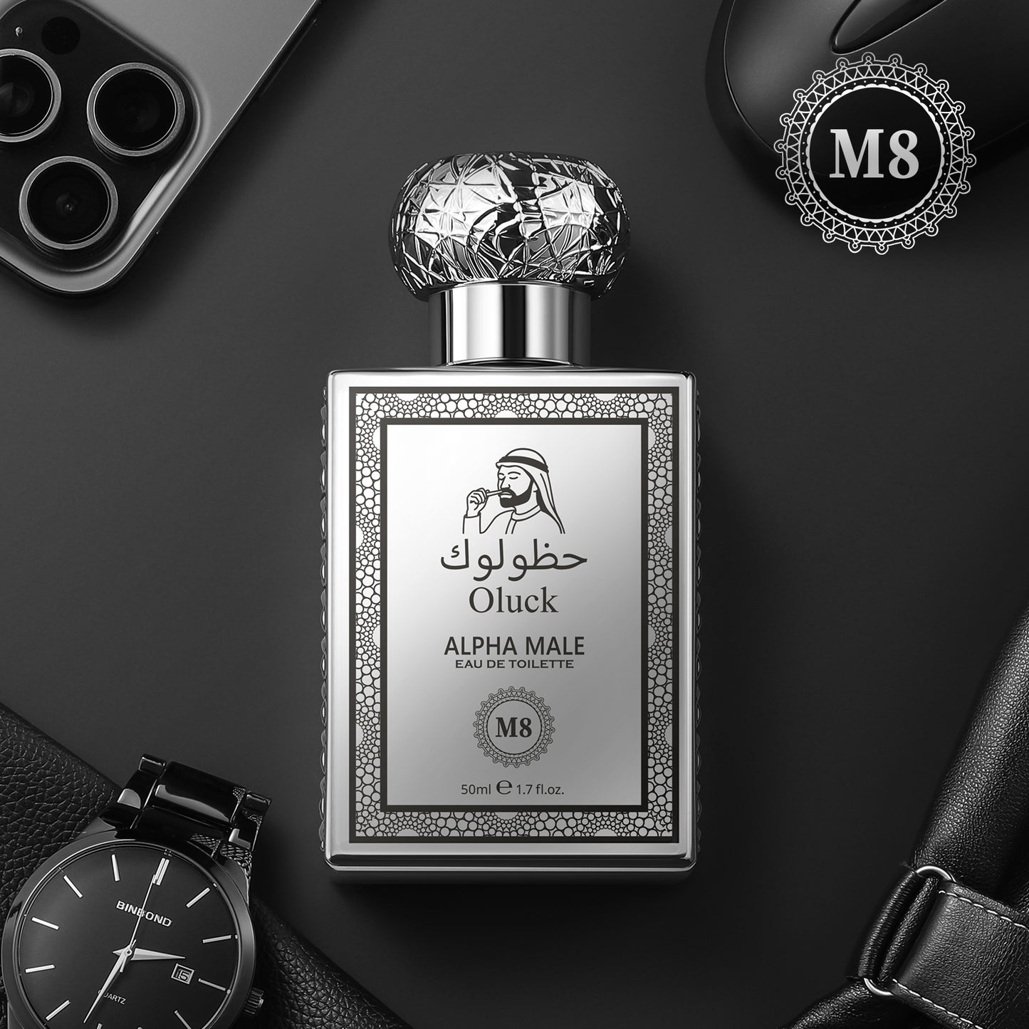 Oluck Perfume M8 (Alpha Male) Cologne for Men, Pepper Ginger Grapefruit Amber Vanilla Notes, Commanding Masculine Fragrance